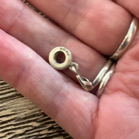 Authentic Retired Pandora Flip Flop Dangle Charm - Sterling Silver & Purple CZ - Picture 7 of 7